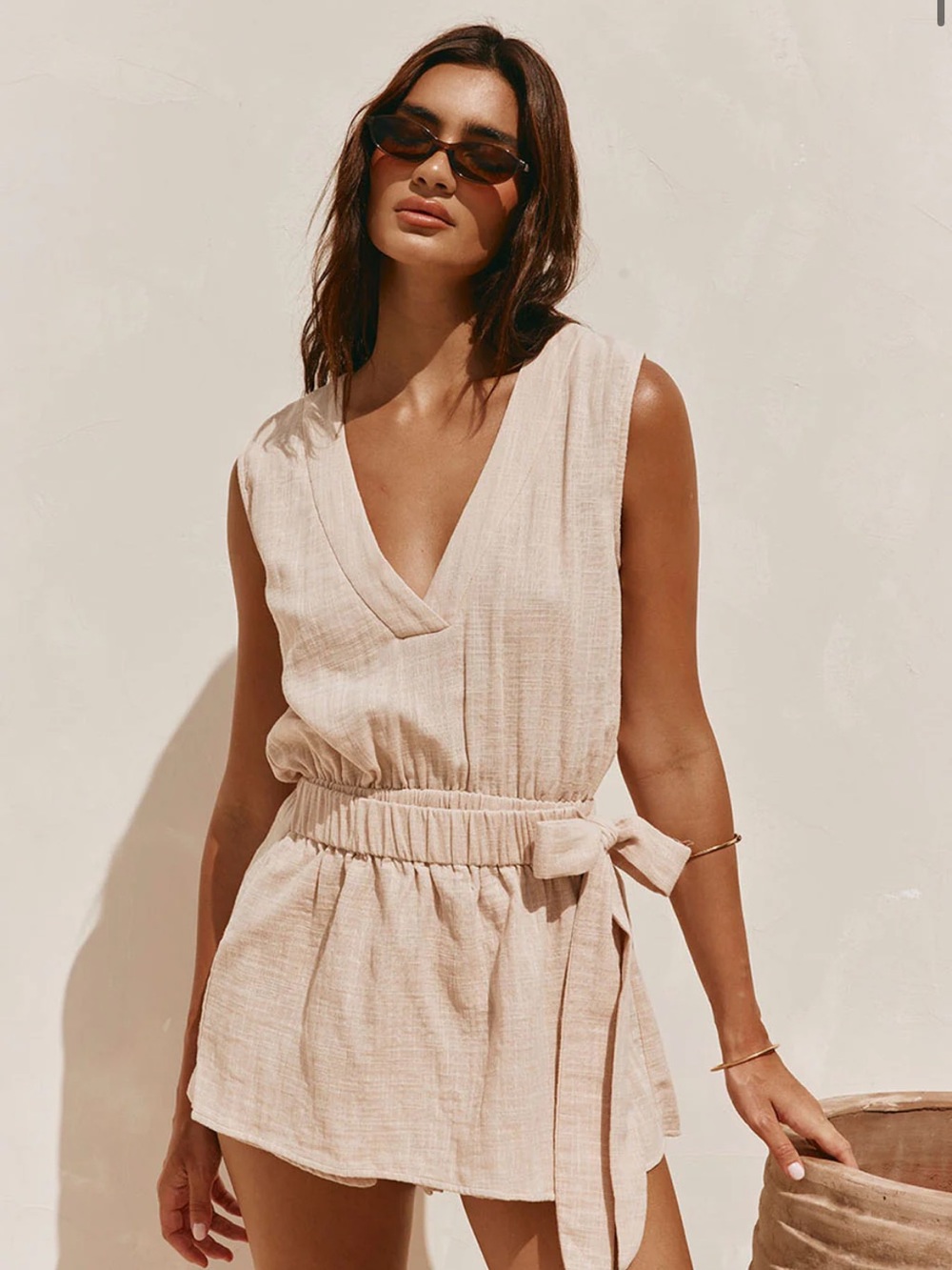 NWT • Sabo Sandy playsuit in tan. Size small
